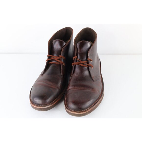 Vintage Clarks Mens 11 M Distressed Leather Ankle Chukkas Chukka Boots Oxblood main image 5